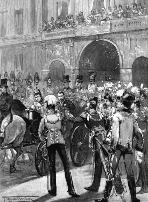 Framed Print : Royal wedding 1893 - the departure Framed Print : Royal wedding 1893 - the departure