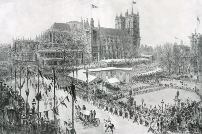 Framed Print : Royal Wedding 1934 - the scene in Parliament Square Framed Print : Royal Wedding 1934 - the scene in Parliament Square