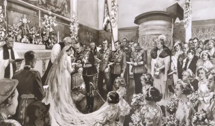 Framed Print : Royal Wedding 1935 - in the Chapel at Buckingham Palace Framed Print : Royal Wedding 1935 - in the Chapel at Buckingham Palace