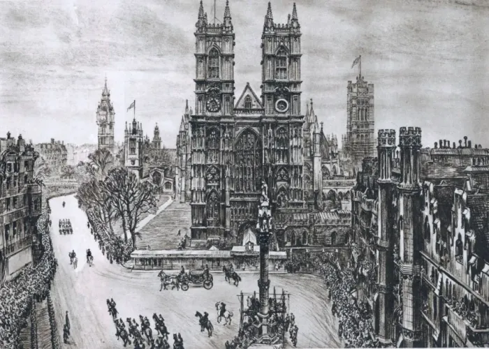 Framed Print : Royal Wedding 1947. The Scene at Westminster Framed Print : Royal Wedding 1947. The Scene at Westminster