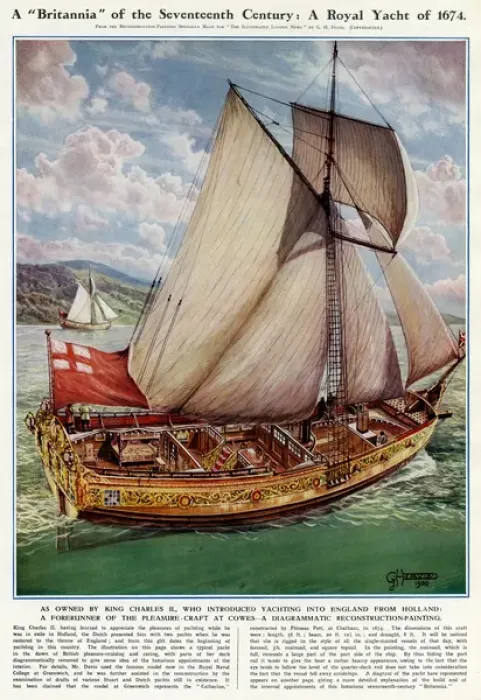 Framed Print : A Royal Yacht of 1674 by G. H. Davis