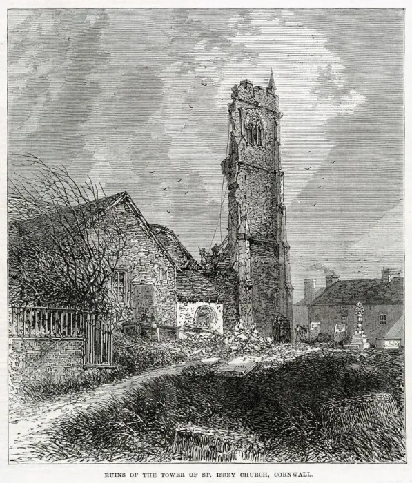 Framed Print : Ruins of tower of St. Issey Church, Cornwall Framed Print : Ruins of tower of St. Issey Church, Cornwall