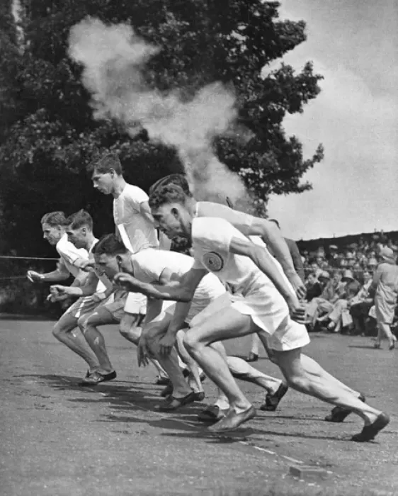 Framed Print : Runners and starting pistol at Fenner s Framed Print : Runners and starting pistol at Fenner s