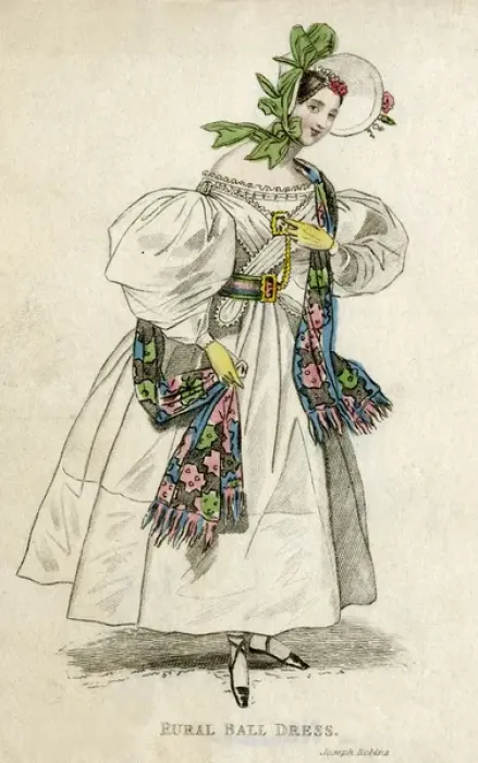 Framed Print : Rural ball dress 1832