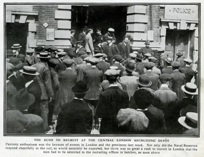 Framed Print : Rush to recruit, Central London Recruiting Depot, WW1 Framed Print : Rush to recruit, Central London Recruiting Depot, WW1