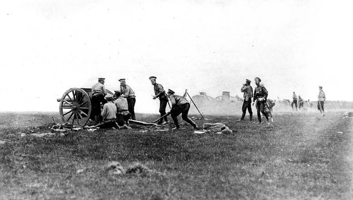 Framed Print : Russian artillery in action near Przemysl Framed Print : Russian artillery in action near Przemysl