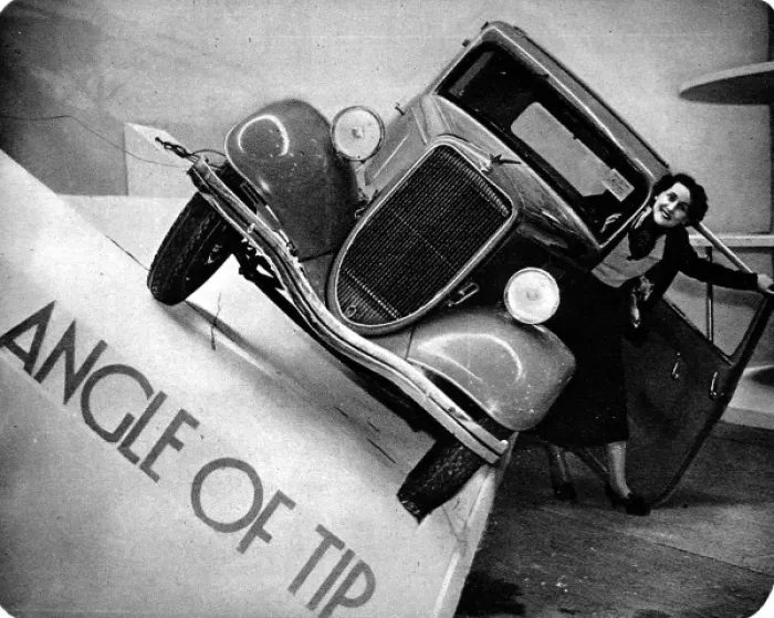 Framed Print : Safe angle of tip on Ford car