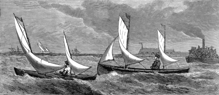 Framed Print : Sailing Canoe Race in the Solent, 1871 Framed Print : Sailing Canoe Race in the Solent, 1871