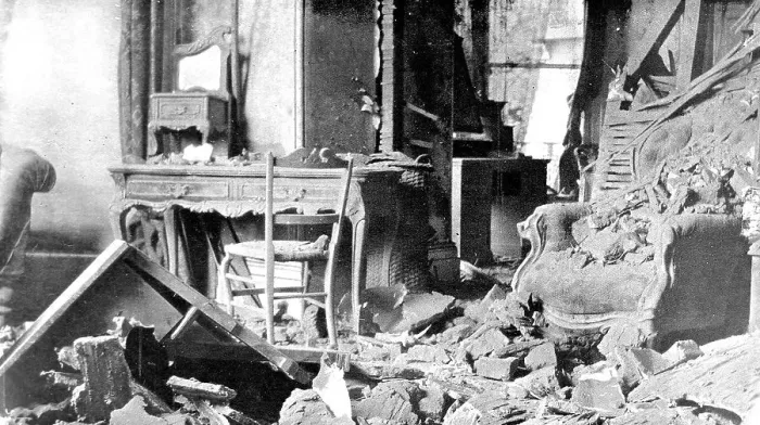 Framed Print : A scene of the destruction of the German east coast raid in a house at Scarborough Framed Print : A scene of the destruction of the German east coast raid in a house at Scarborough