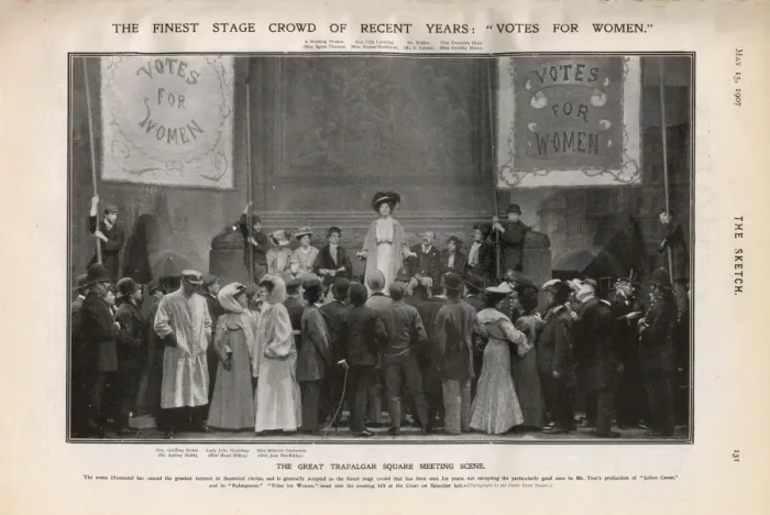 Framed Print : Scene from stage play, Votes for Women, 1907 Framed Print : Scene from stage play, Votes for Women, 1907