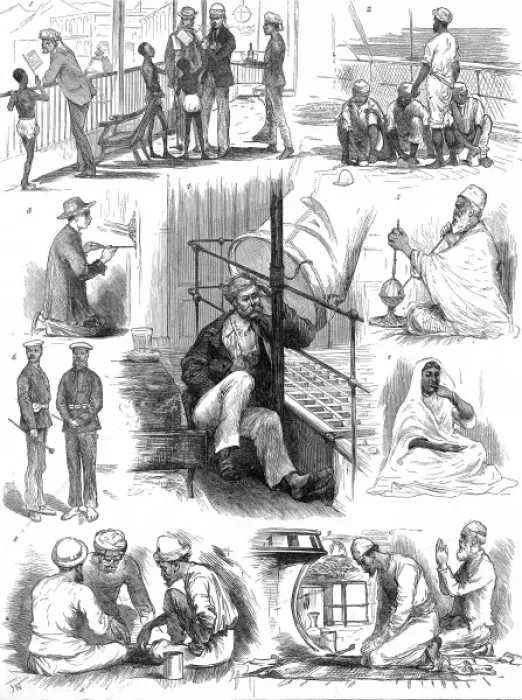 Framed Print : Scenes on board the SS Sumatra, November 1875