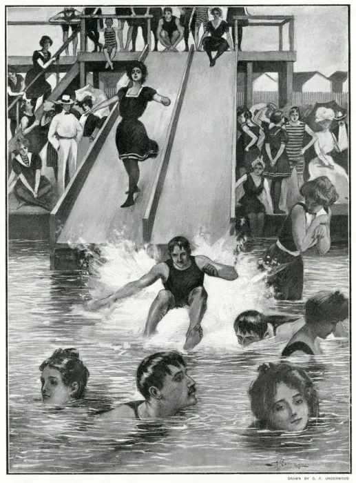 Framed Print : Sea bathing at an American watering place 1901 Framed Print : Sea bathing at an American watering place 1901