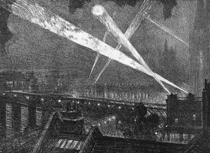 Framed Print : Searchlights in London 1914, by Joseph Pennell Framed Print : Searchlights in London 1914, by Joseph Pennell