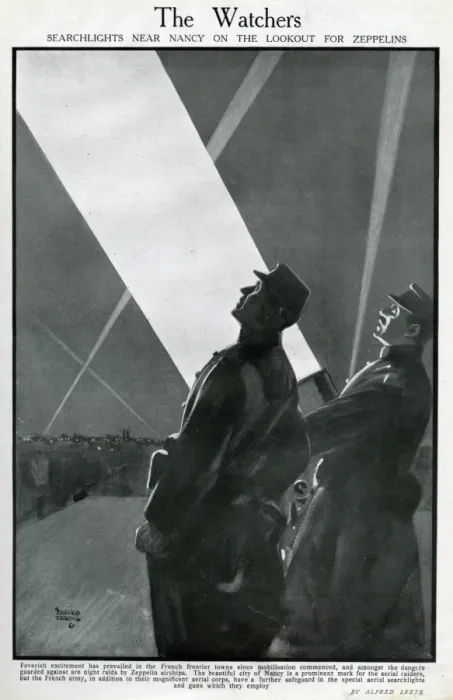 Framed Print : Searchlights near Nancy, France, WW1