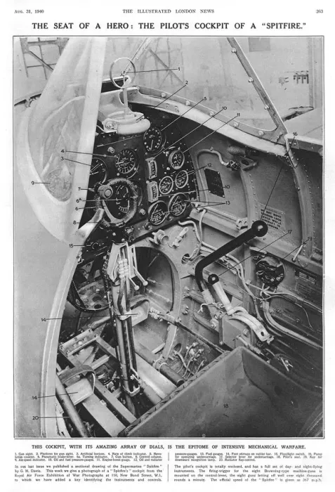 Framed Print : The seat of a hero: Spitfire pilots cockpit, 1940