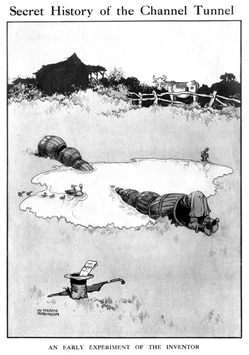 Framed Print : Secret History of the Channel Tunnel by Heath Robinson Framed Print : Secret History of the Channel Tunnel by Heath Robinson