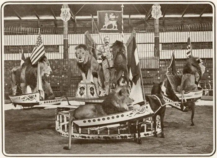 Framed Print : Seeths lions in swing boats at the London Hippodrome