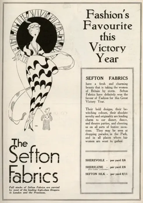 Framed Print : Sefton Fabrics advertisement 1919 - Victory Year