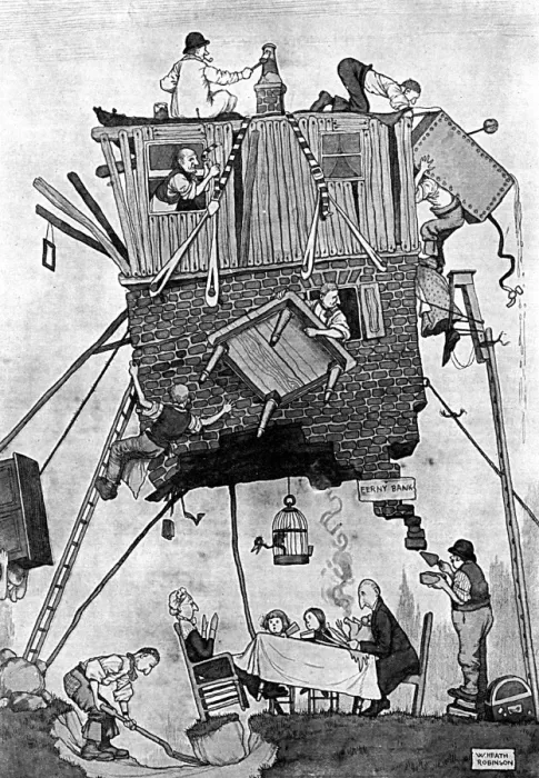 Framed Print : Self-Help in War Time by Heath Robinson Building a Bungalow Framed Print : Self-Help in War Time by Heath Robinson Building a Bungalow