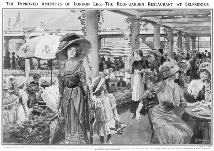 Framed Print : Selfridges Roof Garden Restaurant, London, 1910 Framed Print : Selfridges Roof Garden Restaurant, London, 1910