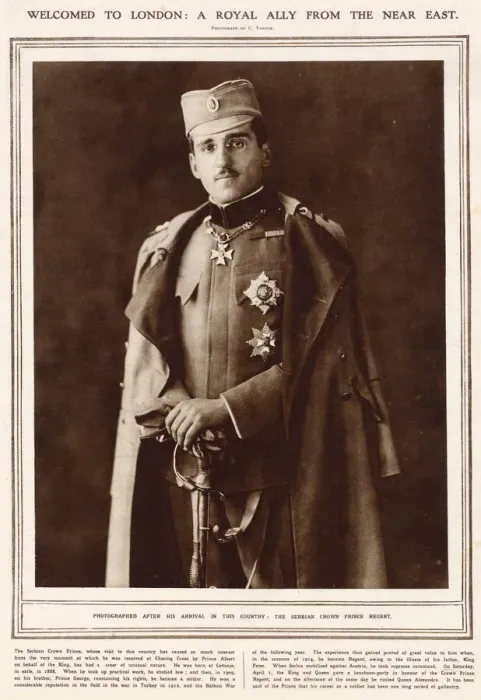 Framed Print : Serbian Crown Prince Alexander (1888-1934) photographed upon a arrival to London in 1916 Framed Print : Serbian Crown Prince Alexander (1888-1934) photographed upon a arrival to London in 1916