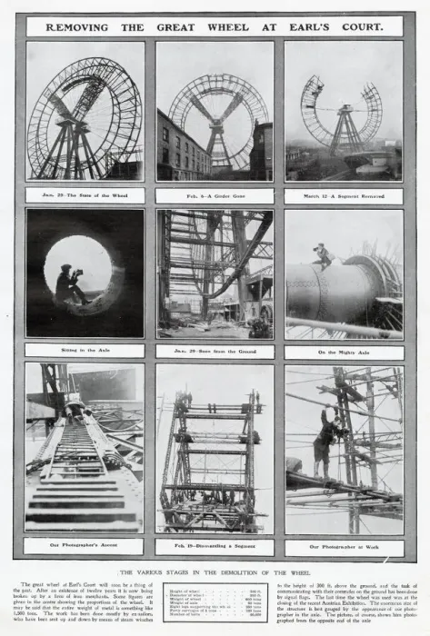 Framed Print : A series of photographs showing the demolition of the Great Wheel at Earls Court Framed Print : A series of photographs showing the demolition of the Great Wheel at Earls Court
