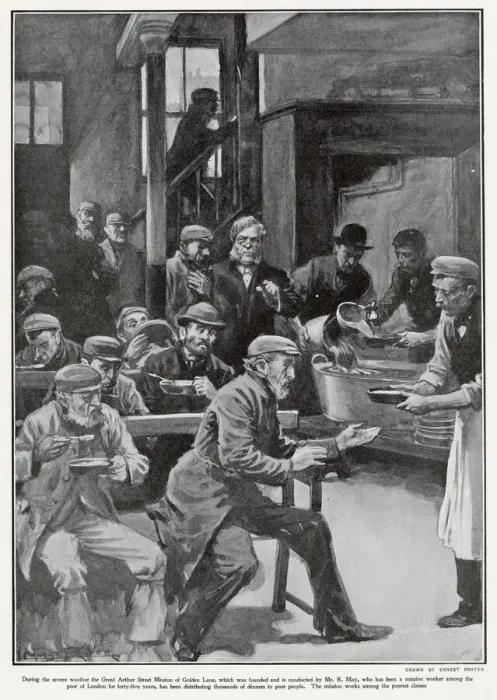Framed Print : During the severe winter weather the Great Arthur Street Mission of Golden Lane were Framed Print : During the severe winter weather the Great Arthur Street Mission of Golden Lane were
