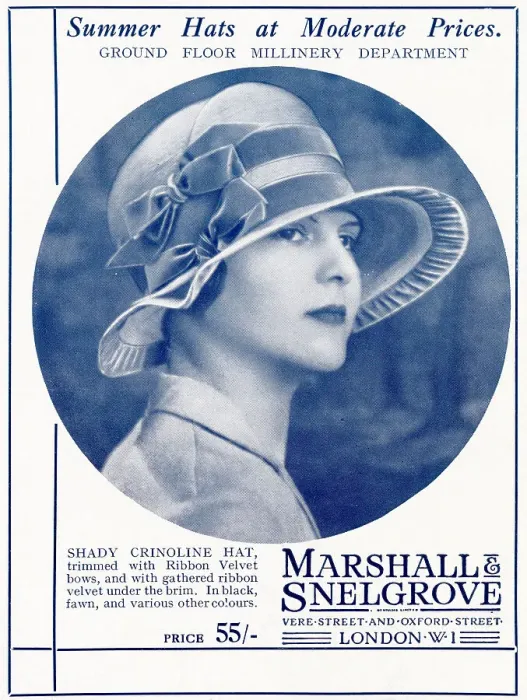 Framed Print : Shady crinoline hat, trimmed with ribbon velvet bows and gathered ribbon velvet under brim. Date: 1927 Framed Print : Shady crinoline hat, trimmed with ribbon velvet bows and gathered ribbon velvet under brim. Date: 1927