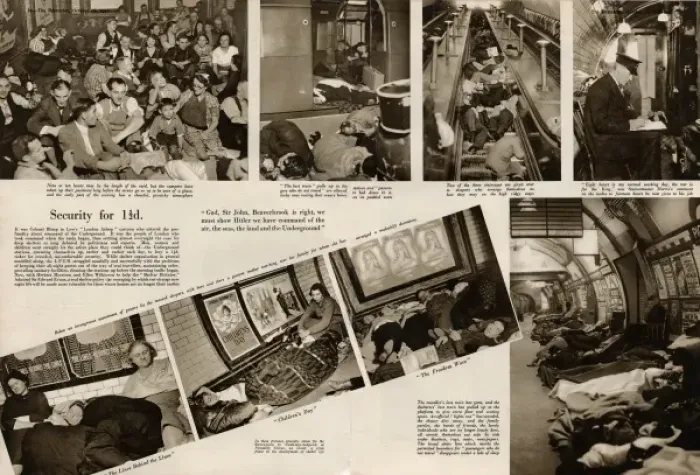 Framed Print : Sheltering on underground stations 1940