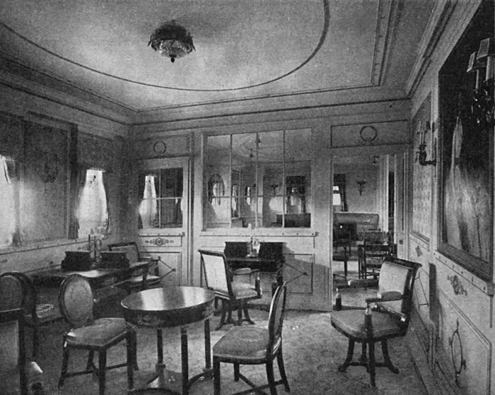 Framed Print : Ship interiors: the writing room of the Amerika, 1905