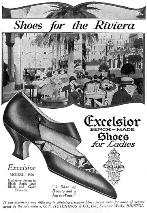 Framed Print : Shoes to wear on the Riviera - Excelsior advertisement, 1925