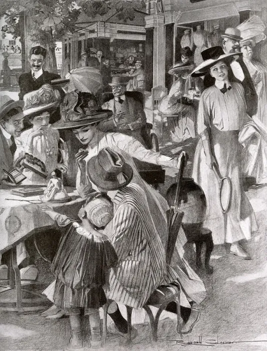 Framed Print : Shopping in the open air at Baden Baden