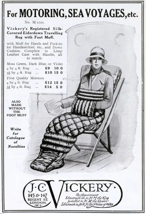 Framed Print : Silk eiderdown travelling rug with foot muff, 1928 Framed Print : Silk eiderdown travelling rug with foot muff, 1928