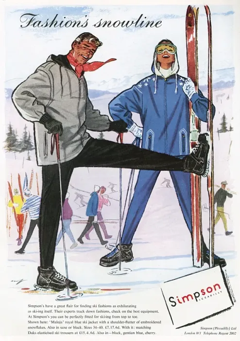 Framed Print : Simpson of Piccadilly advertisement - ski fashion 1956 Framed Print : Simpson of Piccadilly advertisement - ski fashion 1956