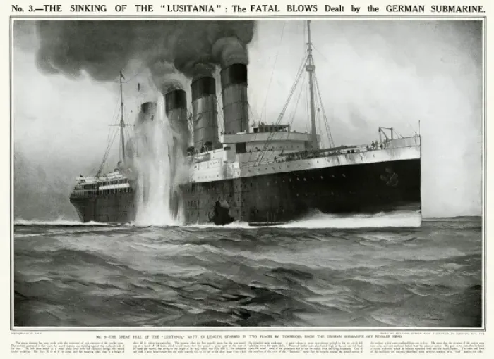 Framed Print : The sinking of the Lusitania on the fateful voyage 1915 Framed Print : The sinking of the Lusitania on the fateful voyage 1915