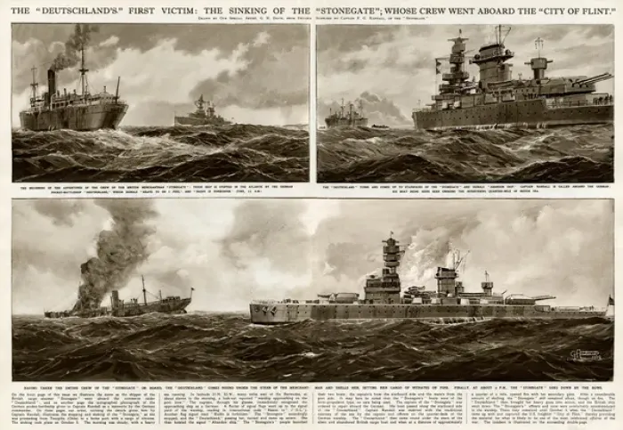 Framed Print : Sinking of the Stonegate by G. H. Davis Framed Print : Sinking of the Stonegate by G. H. Davis