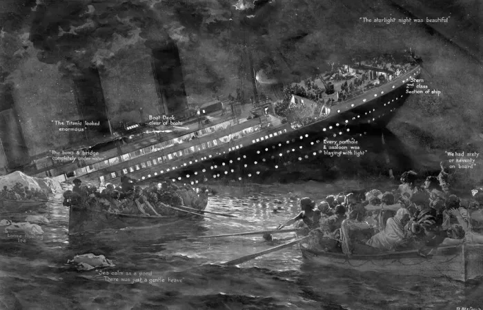 Framed Print : The sinking of the Titanic by Fortunio Matania