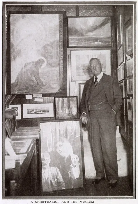 Framed Print : Sir Arthur Conan Doyle with his Spiritualistic Museum Framed Print : Sir Arthur Conan Doyle with his Spiritualistic Museum