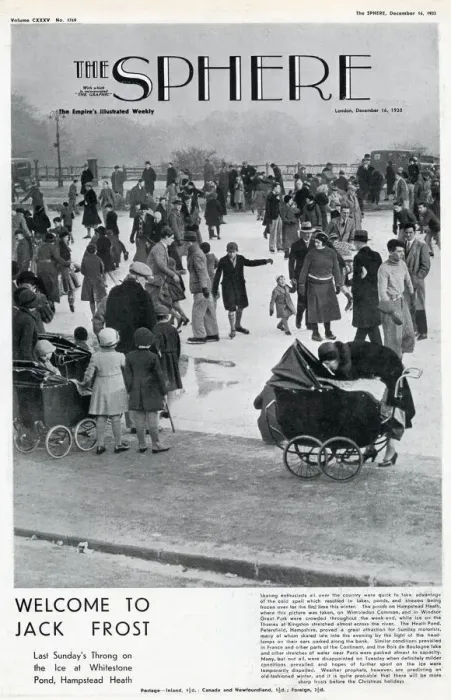 Framed Print : Skating on a frozen Whitestone Pond, Hampstead Heath, London. Date: 1933 Framed Print : Skating on a frozen Whitestone Pond, Hampstead Heath, London. Date: 1933