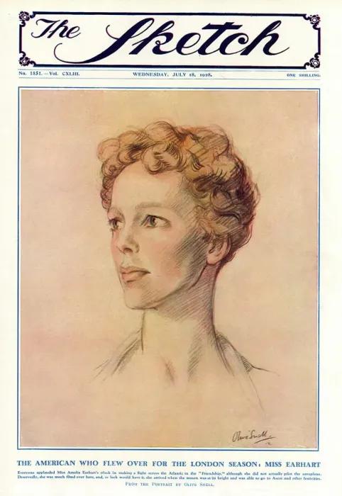 Framed Print : Sketch cover featuring Amelia Earhart by Olive Snell Framed Print : Sketch cover featuring Amelia Earhart by Olive Snell