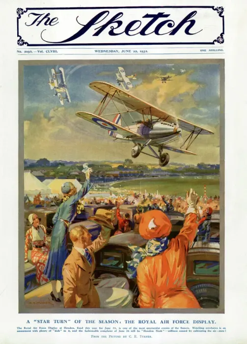 Framed Print : Sketch front cover: RAF display at Hendon airfield Framed Print : Sketch front cover: RAF display at Hendon airfield
