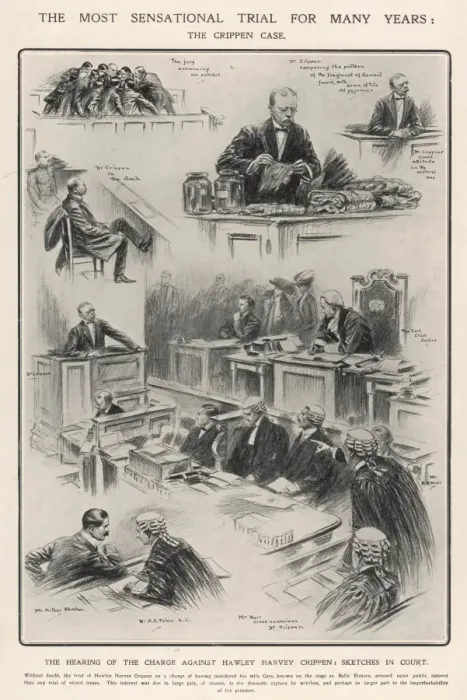 Framed Print : Sketches at the Crippen trial