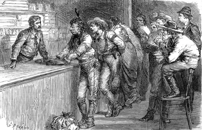 Framed Print : Sketches in the United States. Sunday in a frontier town