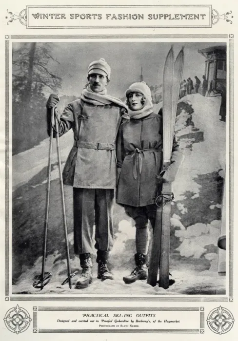 Framed Print : Skiing outfits by Burberry 1922