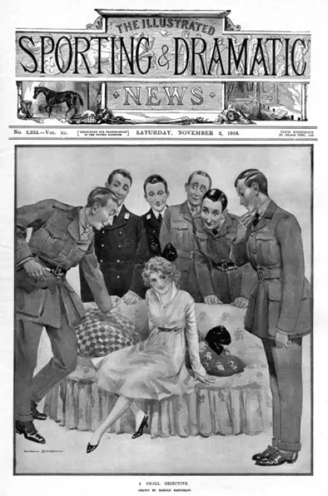 Framed Print : A Small Objective by Harold Earnshaw, WW1 cartoon