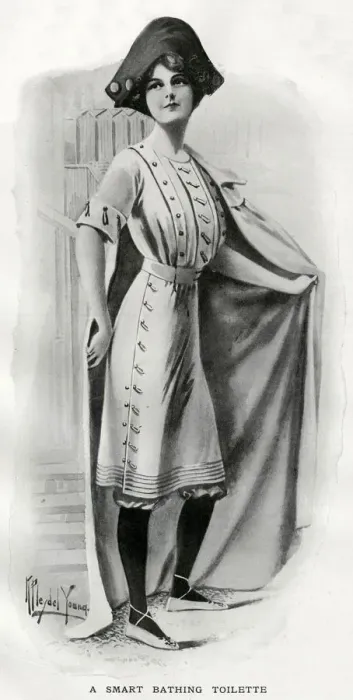 Framed Print : Smart bathing dress 1912