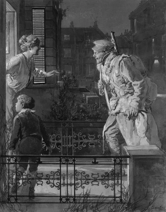 Framed Print : Soldier returning home from the trenches, WW1 Framed Print : Soldier returning home from the trenches, WW1