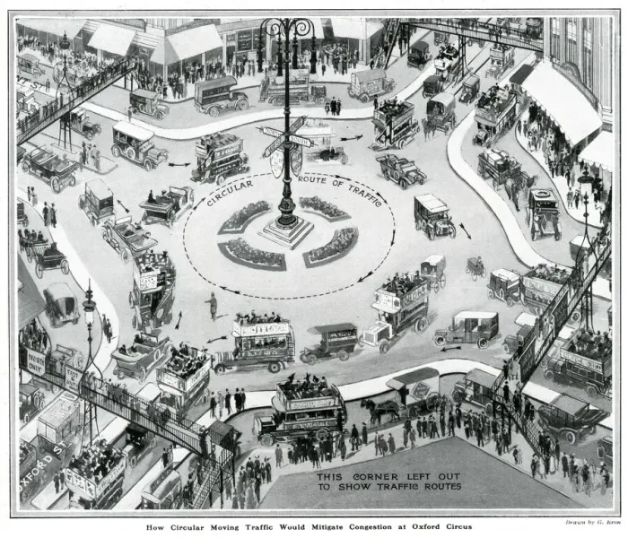 Framed Print : Solving Londons traffic problems, roundabouts 1924
