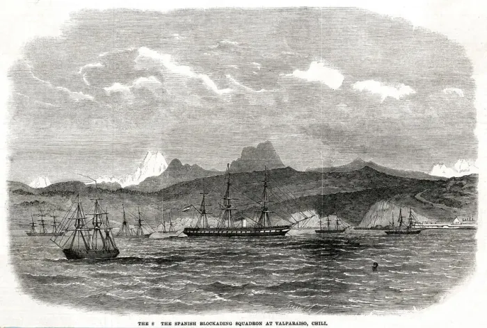 Framed Print : Spanish Blockade at Valparaiso Framed Print : Spanish Blockade at Valparaiso