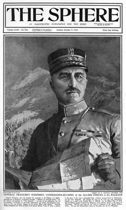 Framed Print : Sphere cover - General Franchet by Fortunino Matania Framed Print : Sphere cover - General Franchet by Fortunino Matania